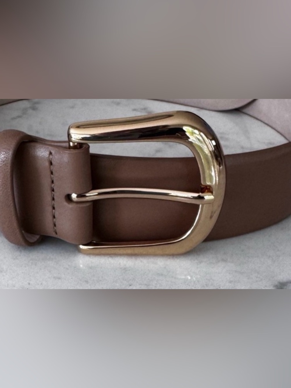 NWOT B-Low the Belt Marc Belt Brown Taupe Leather Belt with Gold Accents - Picture 12 of 12